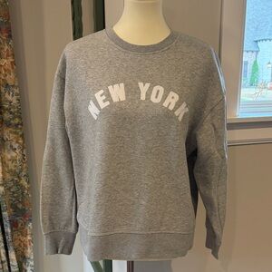J. Crew Factory Gray Crewneck Sweater with New York Print